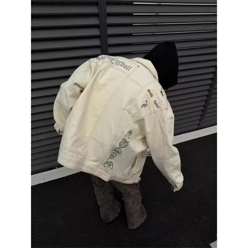 美式复古短款工装牛仔外套小众设计高级感夹克JK6997特P83,男装工装外套,星座908-1