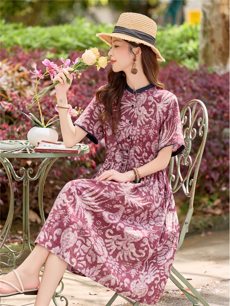 813时尚印花抽绳显瘦连衣裙,女装连衣裙,倪叶myz