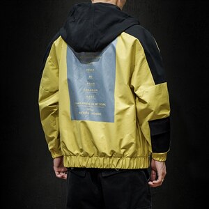 2021秋季新大码日系男印花撞色拼接连帽潮宽松夹克外套J6005-P85图片
