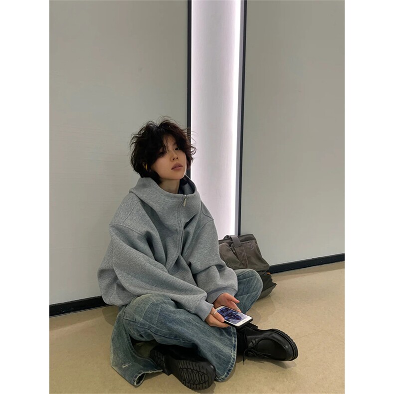有货~秋冬美式廓形重磅硬挺连帽卫衣开衫外套男WY8836-P65,男装针织衫/毛衣,星座218-5