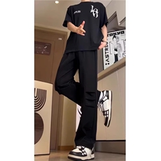 夏季冰丝裤小众褶皱设计感直筒休闲长裤A061-W9822-特P25控49，男装休闲裤，电商A061