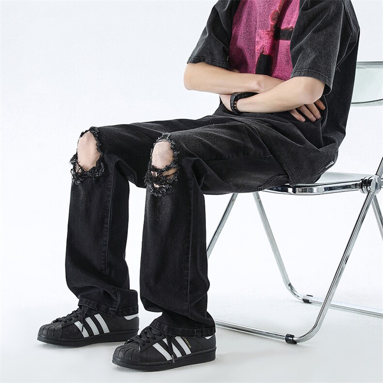 B221美式ins高街暗黑修身破洞弹力牛仔裤LK24182-P65控88,男装牛仔裤,电商B221