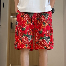 D3工装大码短裤大花沙滩裤男女风冰丝团队夏五分裤民族个性，男装牛仔裤，星座115A(原星座507）