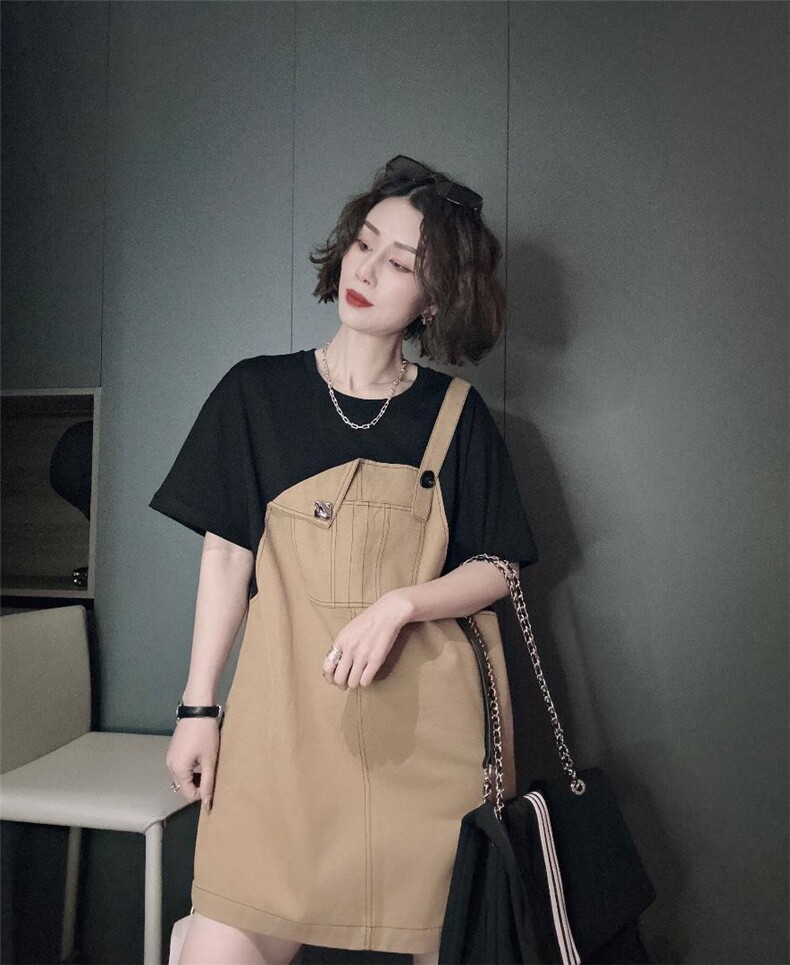 假二件套连衣裙ＭＬ，女装连衣裙，可纳奇