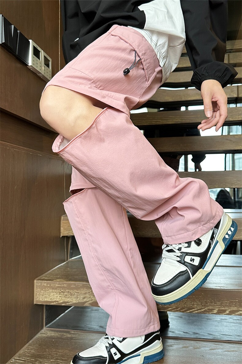 春款港风休闲裤冲锋裤伞兵裤可拆卸拖地裤束脚裤男KP816P50,男装休闲裤,星座1204-3