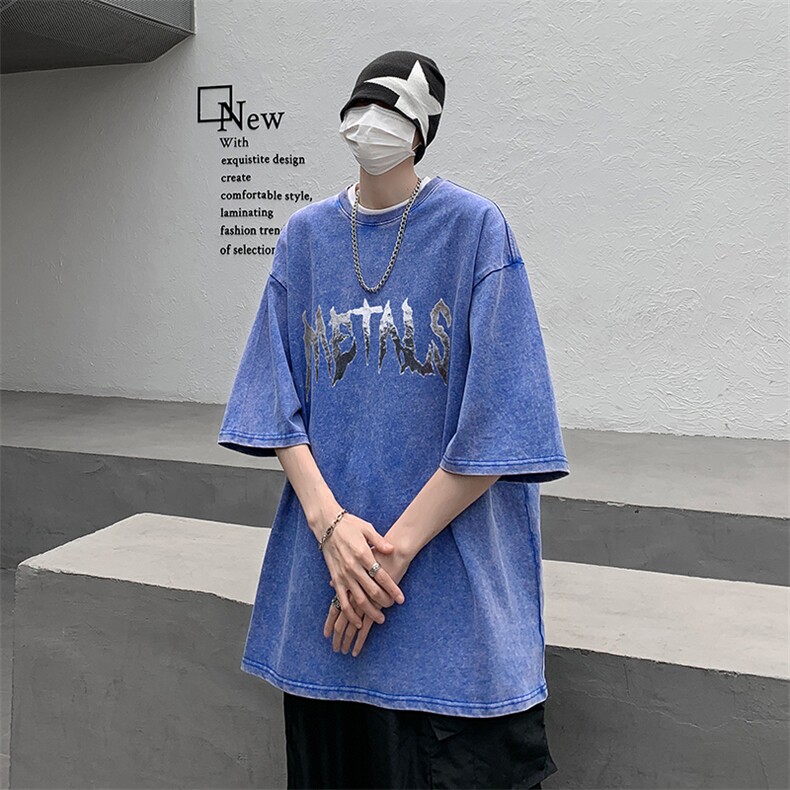 创意字母个性印花美式复古水洗做旧高克重短袖T恤B239-1179-P38,男装T恤,星座514-2(原B239)