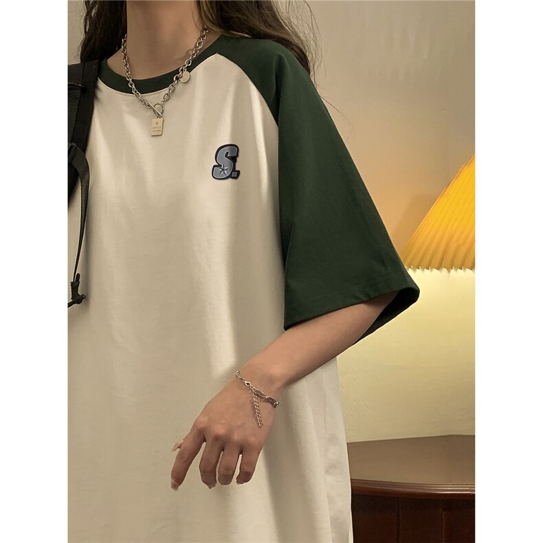 1中性风插肩袖S立体贴标T恤女大码SM-5XL短袖T恤男DT8777P28控49，男装T恤，星座226-2