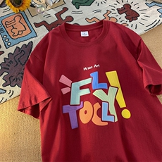 T759P32立体发泡印花夏季新品高街美式短袖T恤宽s重磅纯棉体恤，男装T恤，星座304A