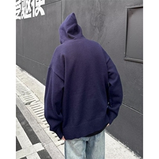 慵懒氛围感半开衫连帽毛衣男秋冬宽松休闲套头针织衫上衣M6041，男装针织衫/毛衣，星座506