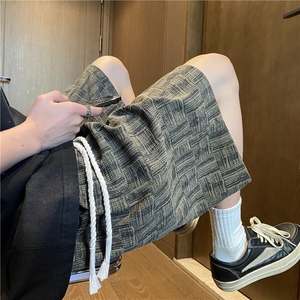 设计宽松休闲短裤男夏季美式复古百搭潮牌痞帅直筒阔腿运动五分裤图片