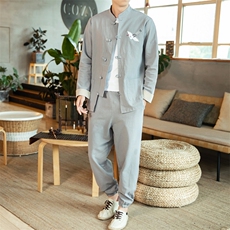 风唐装盘扣夹克男中式居士服宽松大码汉服套装男装A818-P115，男装夹克，钱塘788(原4013)