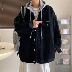牛仔外套男秋季韩版宽松港风潮牌ins痞帅连帽休闲夹克WT8863-P70,男装夹克,星座1008