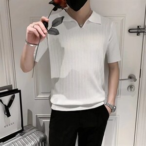 男春季潮韩版宽松百搭情侣冰丝短袖针织衫S249P37图片