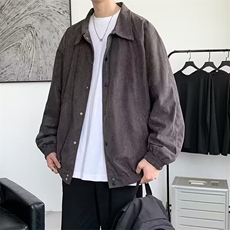 麂皮绒翻领夹克男士秋冬季2025新款痞帅潮牌欧美工装外套H04/P60，男装夹克，星座506