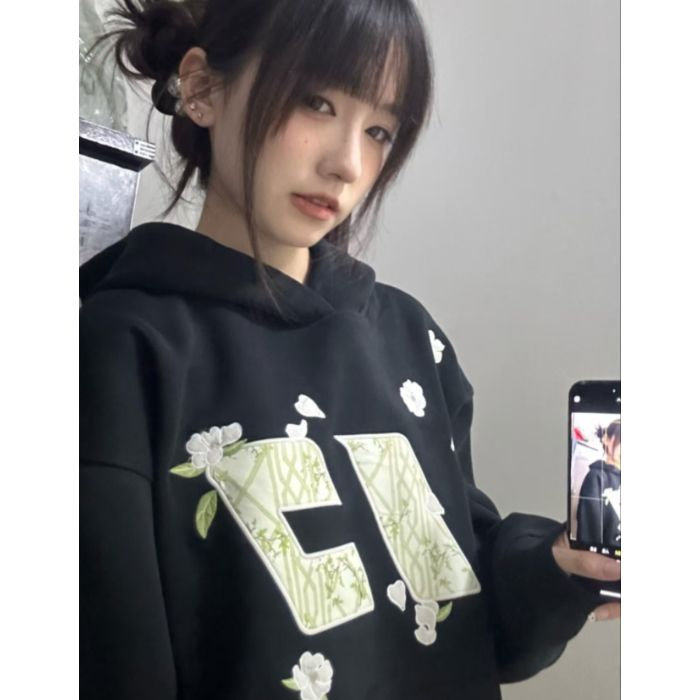 5226-P52原版做工刺绣贴布纯棉华棉复合休闲卫衣男女同款薄款，女装卫衣/绒衫，星座617A-2