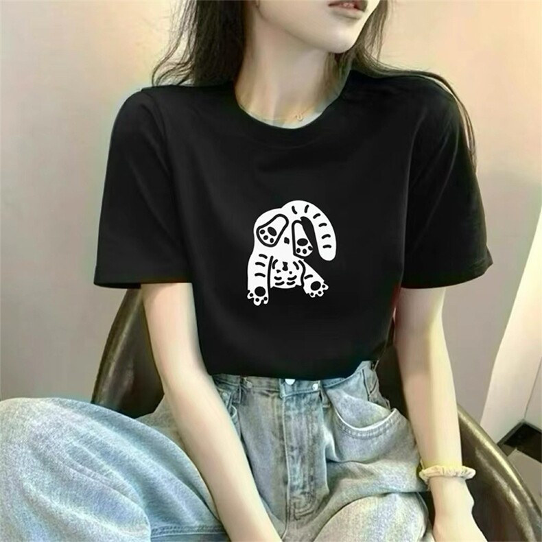 T0599-P25 纯棉卡通印花短袖 男女款学生简约上衣图片