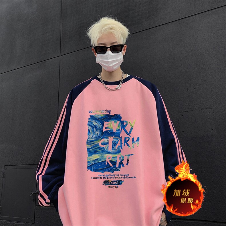 抖音得物供货提供视频秋冬重磅美式宽松织带圆领卫衣07159,男装卫衣,电商A486