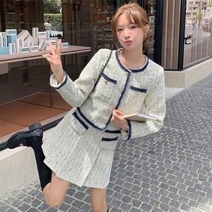 小个子穿搭甜美减龄小香风法式上衣套装裙女春新款显瘦短裙两件套图片