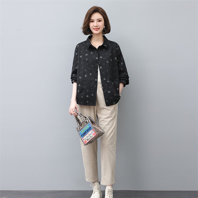 2023年春季新款潮韩版夹克女长袖宽松显瘦休闲两件套装,女装套装/套裙,独衣靓