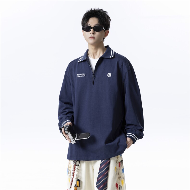 学院风长袖POLO衫男秋装新款潮牌痞帅高级感刺绣上衣403-PL02-P52,男装Polo衫,星座403（原603-1）
