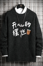 加厚加绒毛衣男大码毛线衣男针织衫M19348-P45加绒款-P65网格，男装针织衫/毛衣，电商A040A