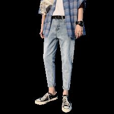 韩版潮流小脚牛仔裤潮牌薄款修身九分裤夏季ins网红9分，男装牛仔裤，星座308B-2