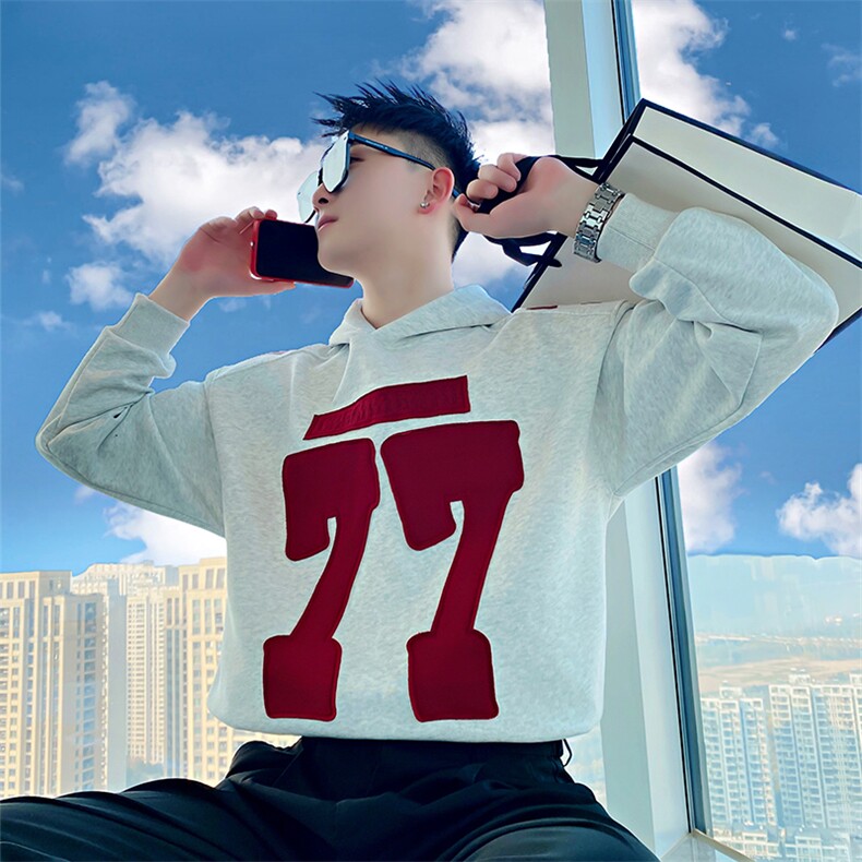 AW181/特P88控118秋季社会小伙美式复古设计感连帽刺绣卫衣男,男装卫衣,星座305B-1