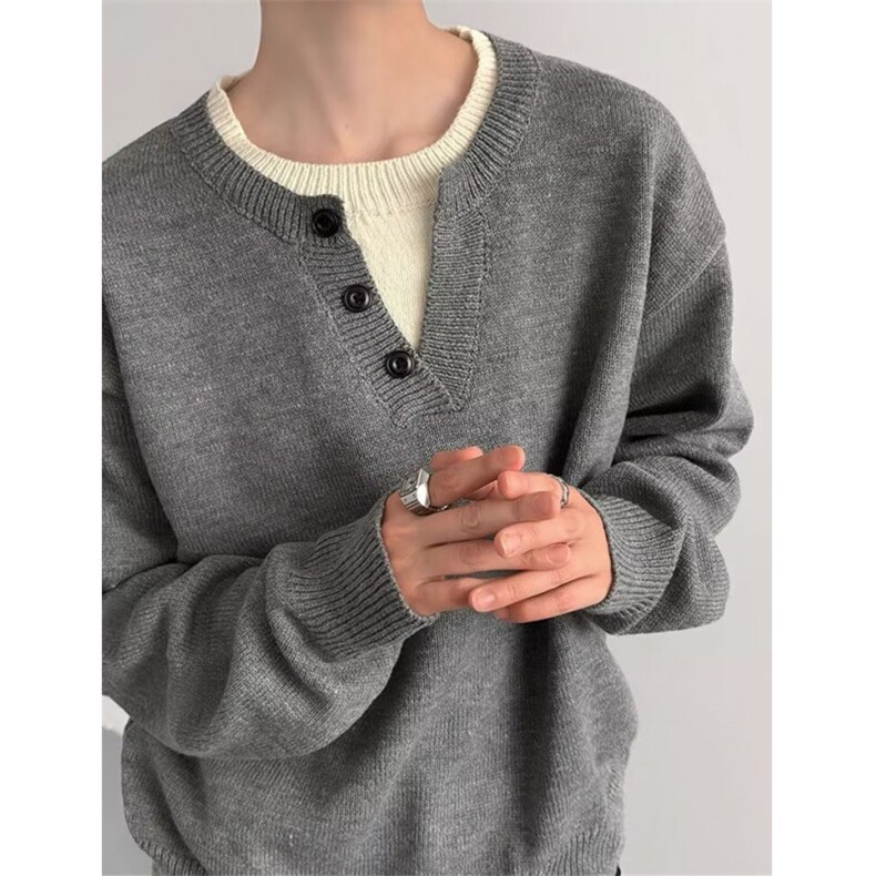 日系北极绒假二件毛衣简约百搭时尚慵懒流行文艺原宿MY81，男装针织衫/毛衣，星座1116A（原606A-3）