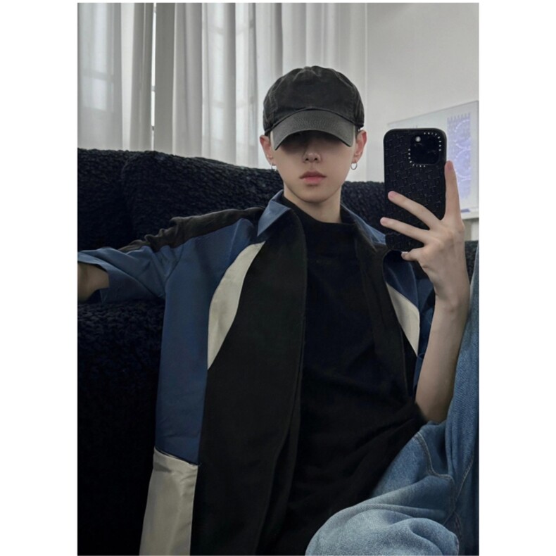 现货自制款美式复古垫肩设计款短袖,男装T恤,星座910A