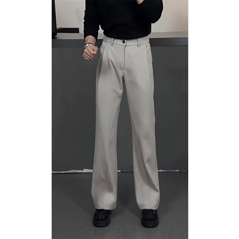 现货~春季褶皱垂感显瘦西装休闲裤阔腿直筒长裤男K315P45,男装休闲裤,星座1004-3