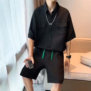 夏季t恤套装男休闲短袖短裤两件套搭配一套衣服帅气TZ0783-P55