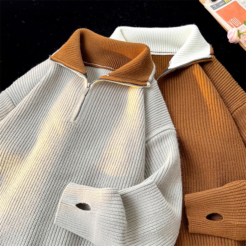 8XL-M立领半拉链毛衣男大码慵懒风宽松日系针织衫外套MY19002P78,男装针织衫/毛衣,电商B312