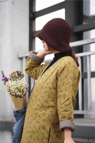 棉麻夹棉盘扣棉衣，女装棉衣/棉服，蓝院