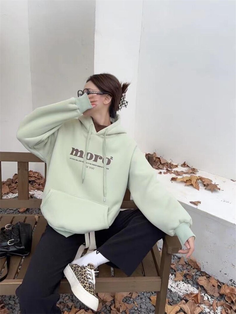 戴帽加高领加绒卫衣，女装卫衣/绒衫，泽妤