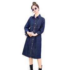 时尚显瘦牛仔披风连衣裙女长袖气质百搭宽松大码春秋季新款裙子图片
