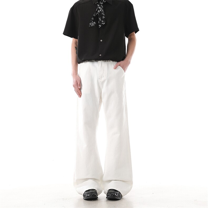 903-NB293-P78S-XXL【白色黑色】黑白刺绣线原牛微辣牛仔裤男1，男装牛仔裤，星座903