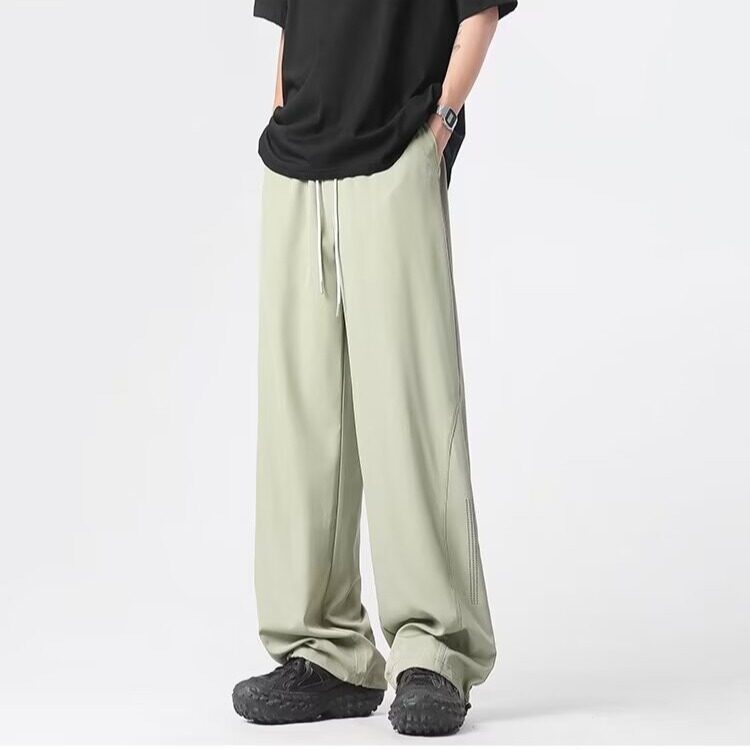 纯色休闲裤男潮牌直筒百搭冰感垂感阔腿裤子K10079-310B-1-P35,男装休闲裤,星座310B-1