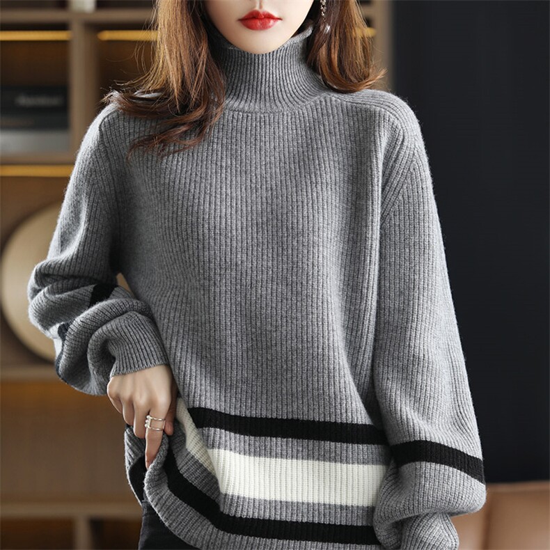 女套头2024秋冬新款修身内搭打底针织衫灯笼袖羊毛衫，女装羊毛衫，蒙特羊绒