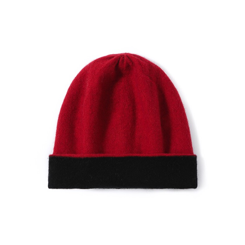 2025年秋季针织抓绒两面带羊绒帽时尚休闲通勤百搭，帽子，喜润羊绒