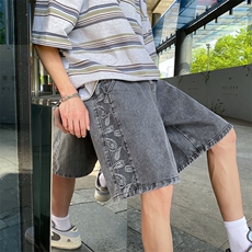 夏季男士腰果花牛仔短裤百搭休闲牛仔五分裤A125-DK18-P38，男装牛仔裤，电商A125