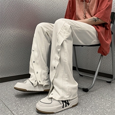 美式排扣牛仔裤vibe美式高街潮阔腿裤设计感宽松裤子男17113-P58，男装牛仔裤，星座1008