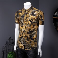 2021花衬衫大码衬衣沙滩涤棉衫弹力短袖9899P40M-7XL码假模图，男装T恤，星座1106
