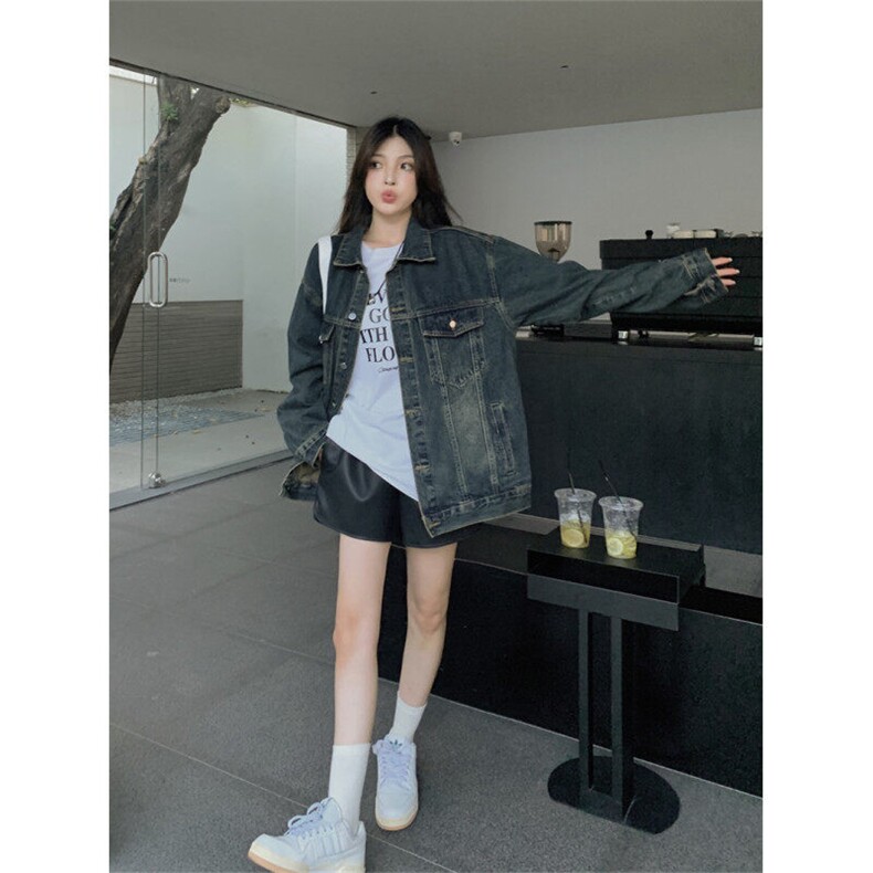 复古蓝休闲牛仔外套女新款设计感时尚显瘦短外套潮NZ053-P88,男装工装外套,星座911-3