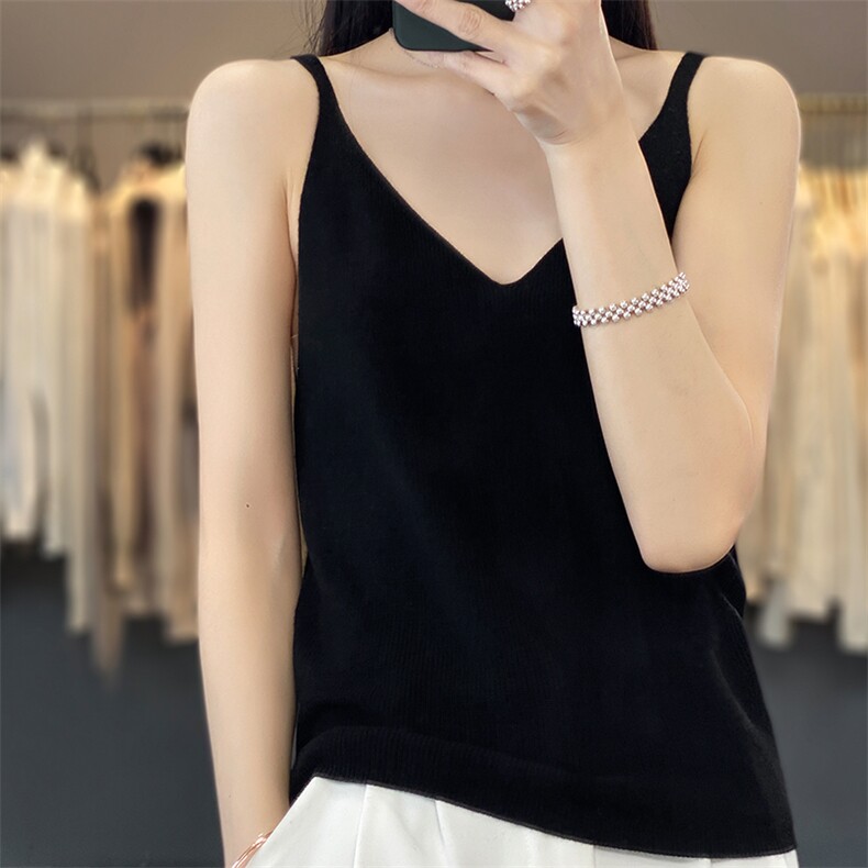 细带无袖背心女夏薄款针织吊带背心外穿2024年夏季,女装背心吊带,越洋羊