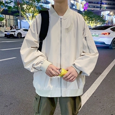 新款夜景飞行夹克男棒球领个性插螺纹宽松上衣外套A157B-J88-P78，男装夹克，电商A157B
