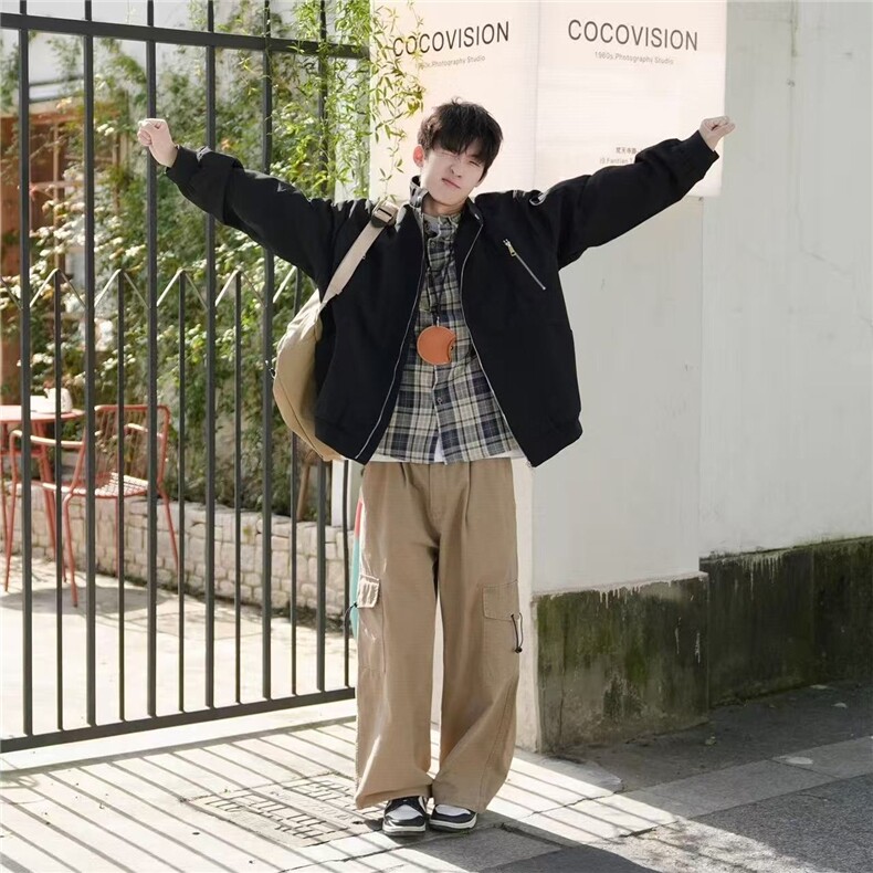 港仔文艺男美式飞行员夹克男秋季2025新款男生棒球服男士外套男款,男装夹克,星座1210-1