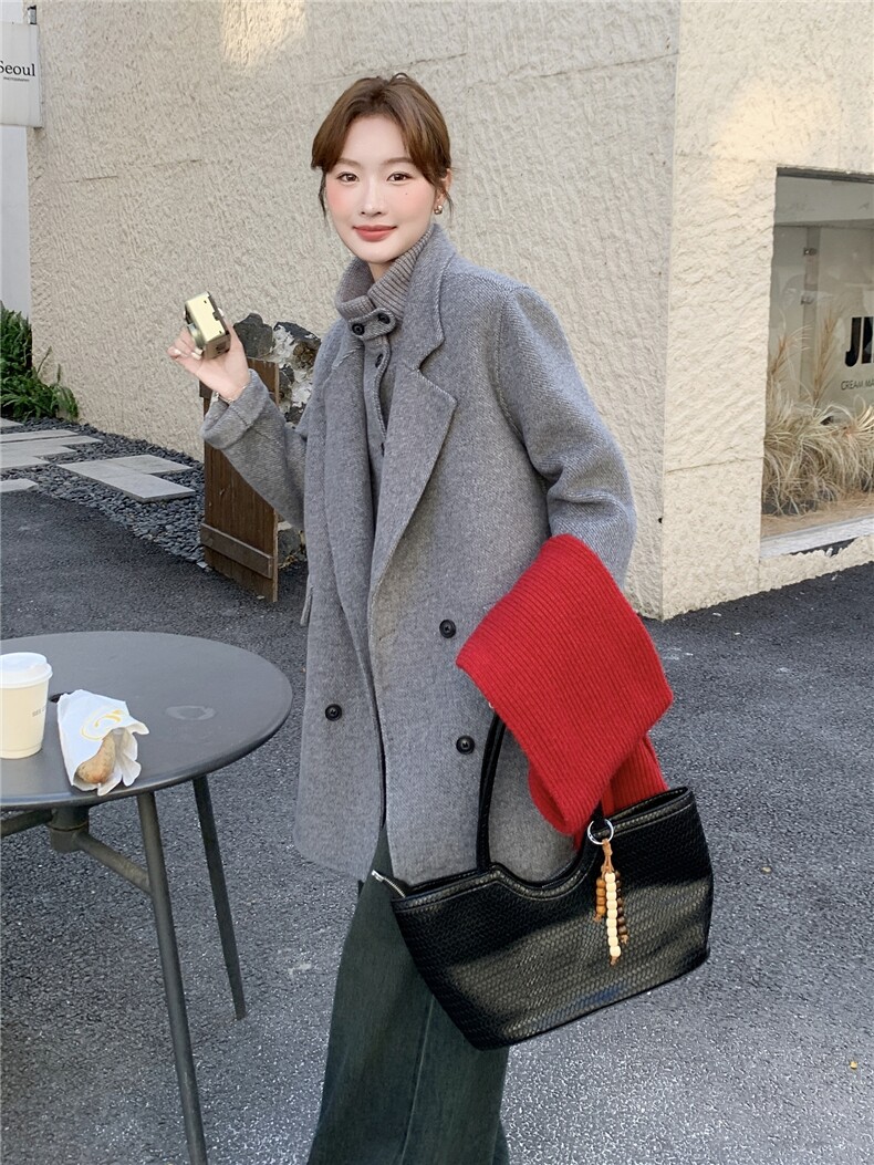 2025年冬季双面羊绒大衣两件套中长款RF2C290-6886#-P315-K465,女装双面呢大衣,蝶眷