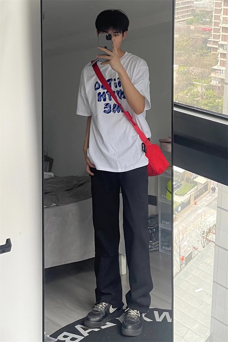 B221美式ins高街暗黑小众修身毛边微喇牛仔裤LK23004-P55控78,男装牛仔裤,电商B221