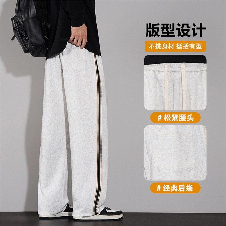 休闲裤男秋冬款宽松垂感直筒阔腿卫裤运动裤青少年长裤子D015-P45,男装休闲裤,星座509