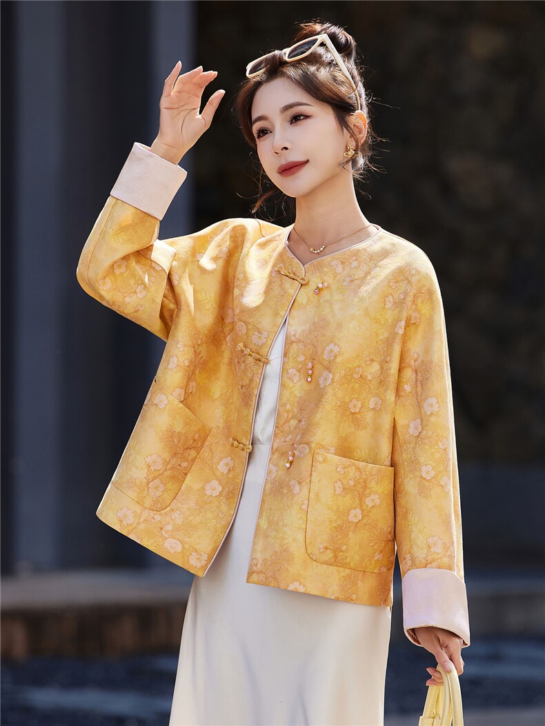 中式2026年春季宽松立体贴袋春秋短外套,女装短外套,靓衣阁